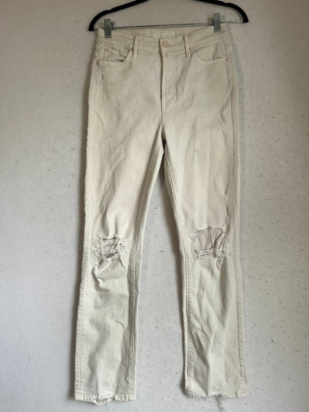 Mother Jeans 26 x 27 High Waisted Rascal Ankle The Devil Drinks Coffee white